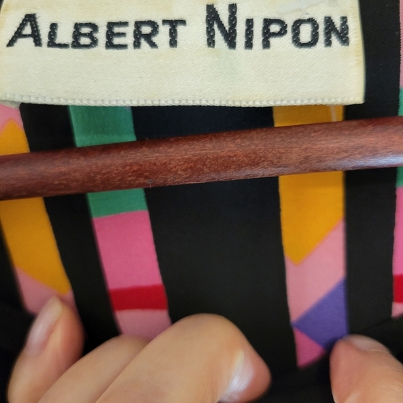 Vintage Albert Nipon womens square neck silk midi dress multicolour pleated 8 - Picture 12 of 14